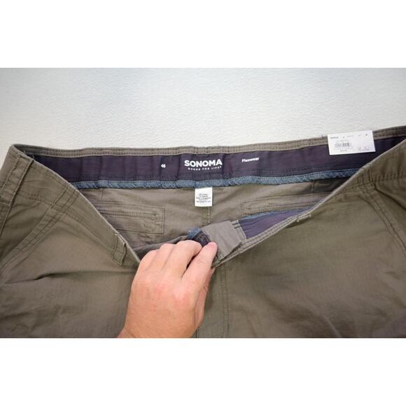 Sonoma Cargo Shorts Flex Ripstop Brown Rugged Khaki Chinos Mens Size 46 NWT - Picture 4 of 8